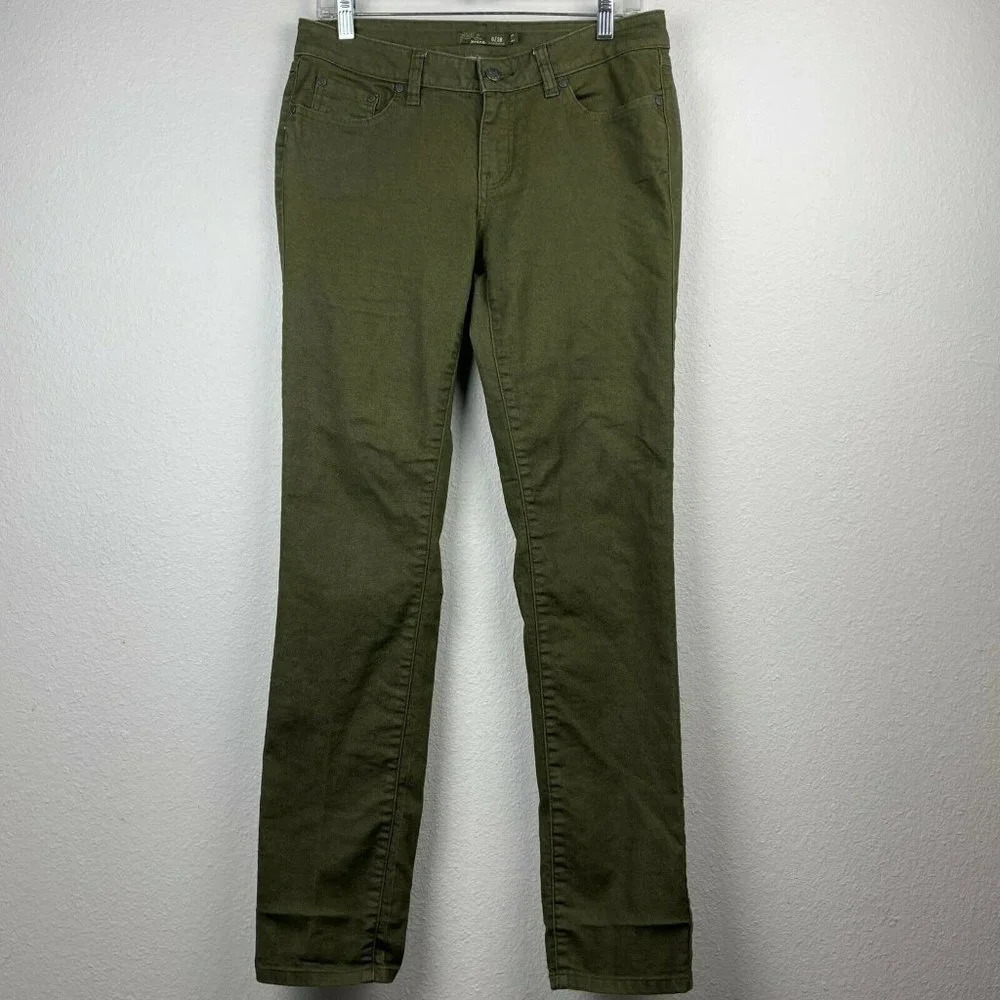 Prana Jeans Women's Size 6/28 x 31 Mid Rise Skinny Leg Stretch Denim Moss Green - Picture 1 of 9